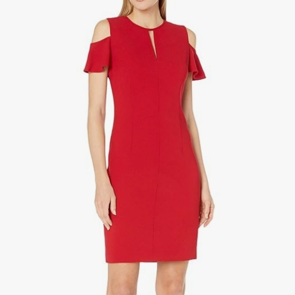 Elie Tahari Oleandra key hole cold shoulder dress size 8